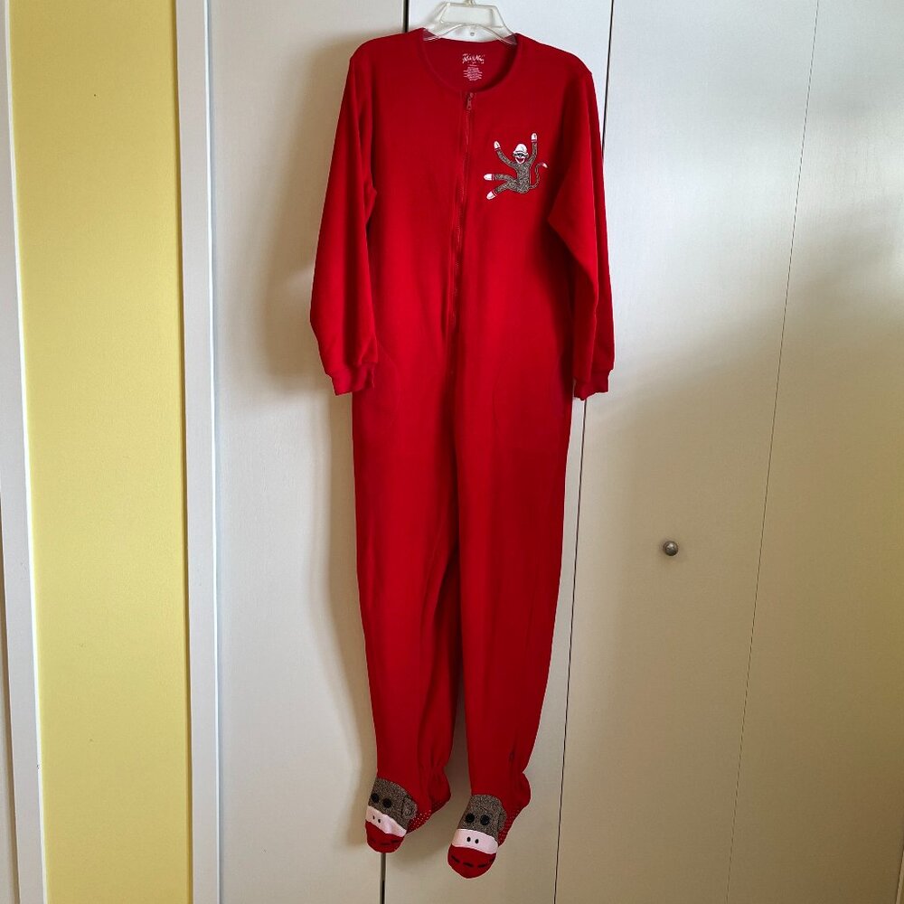 Nick and Nora Footed Onesie Sock Monkey Pajamas